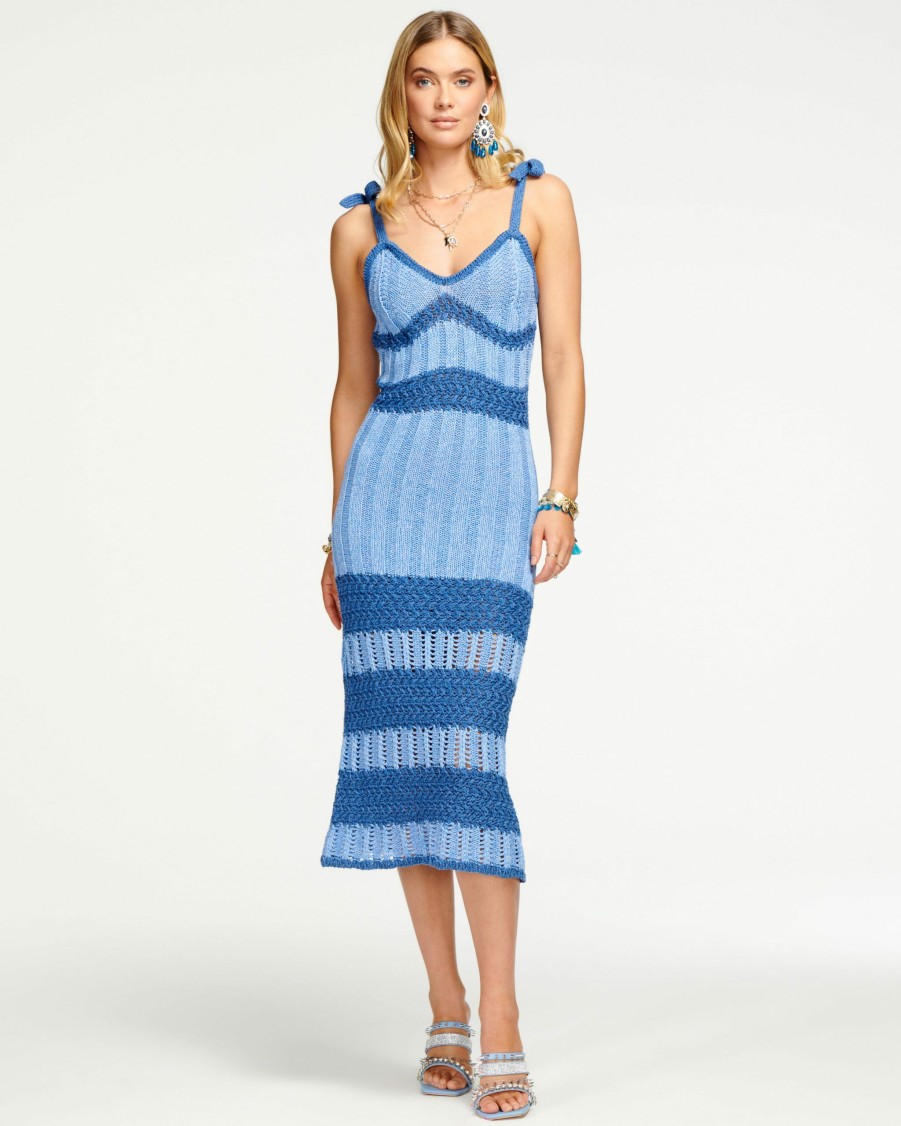 Dresses Ramy Brook | Ramy Brook Shop All Colorblock Birdie Crochet Midi Dress Navy