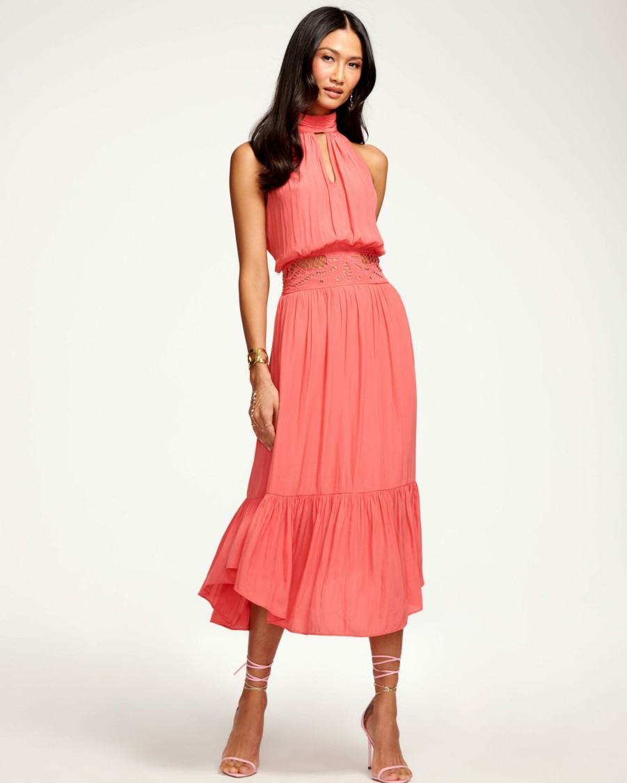 Clothing Ramy Brook | Ramy Brook Annette Halter Midi Dress Punch