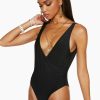 Swim Ramy Brook | Ramy Brook Soren V-Neck One Piece Swimsuit Shop All Black