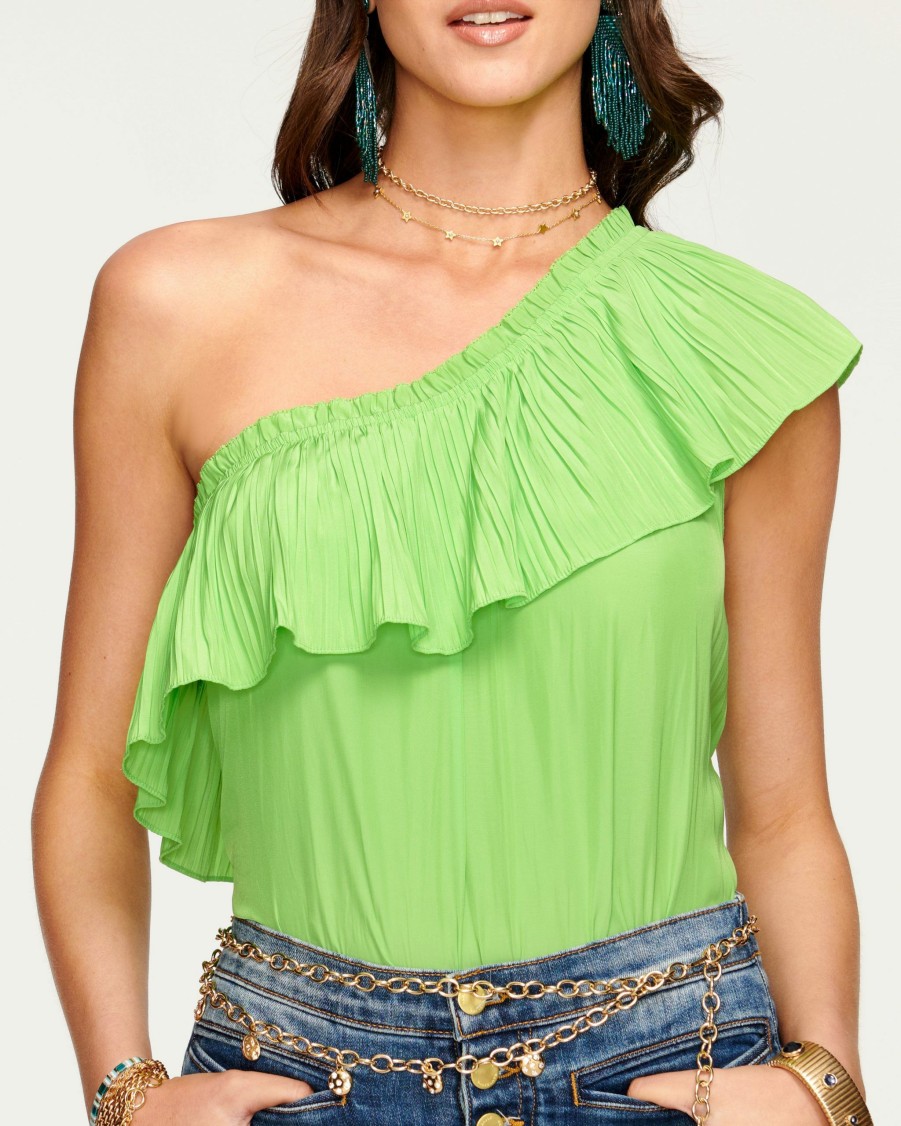 Clothing Ramy Brook | Ramy Brook Rose One-Shoulder Top All New Arrivals Capri Green