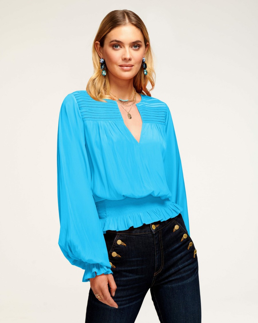 Clothing Ramy Brook | Ramy Brook All New Arrivals Barlow Puff Sleeve Blouse Lagoon