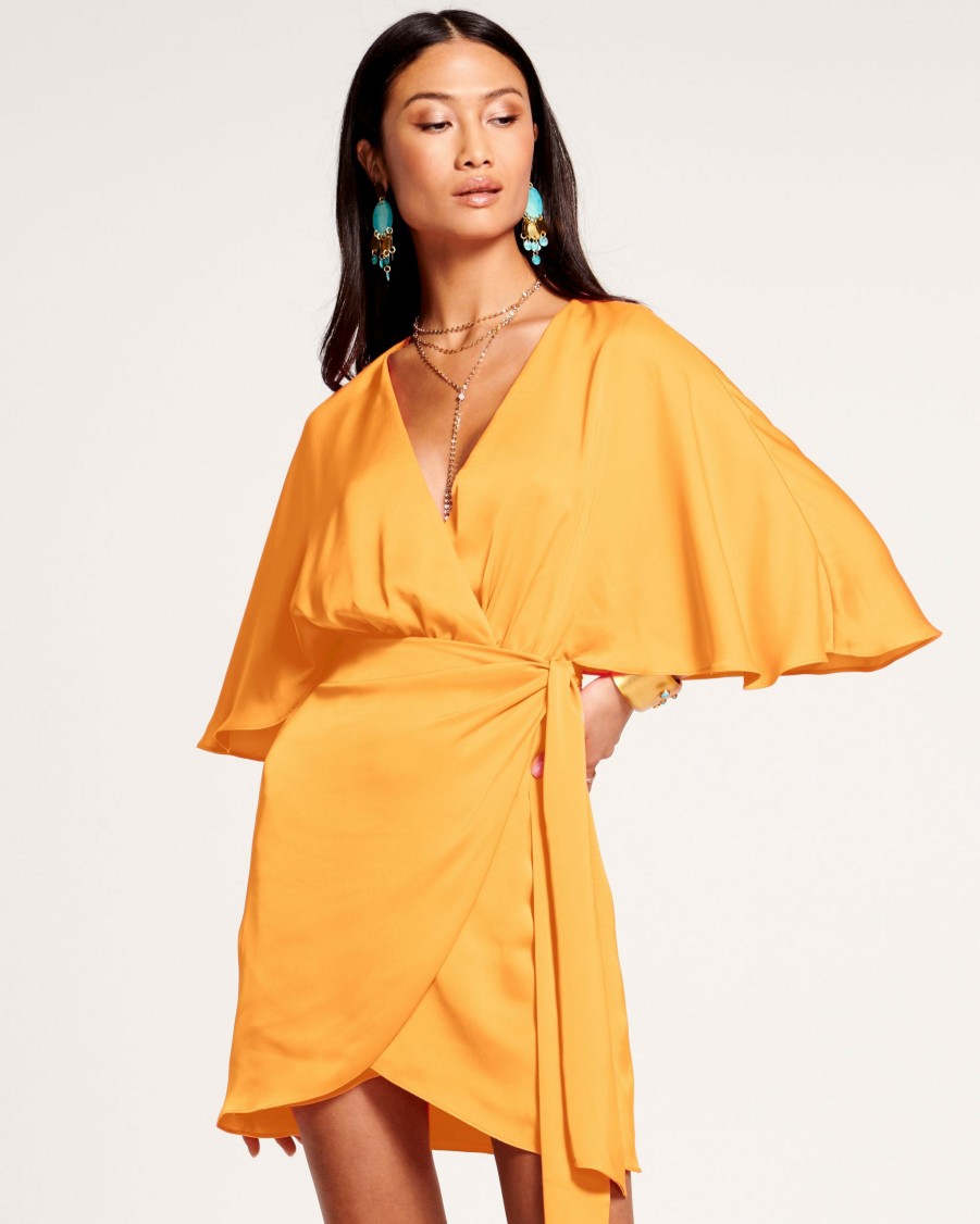 Dresses Ramy Brook | Ramy Brook All New Arrivals Alexis Wrap Mini Dress Radiant Yellow