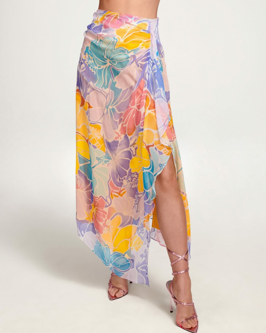 Dresses Ramy Brook | Ramy Brook All New Arrivals Printed Kai Slit Midi Skirt Pale Lavender