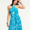 Dresses Ramy Brook | Ramy Brook All New Arrivals Printed Zoya Halter Maxi Dress Lagoon