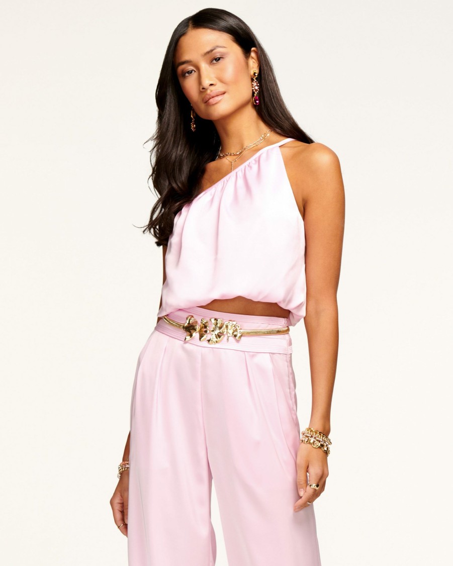 Dresses Ramy Brook | Ramy Brook All New Arrivals Cheryl One Shoulder Crop Top Opal Pink