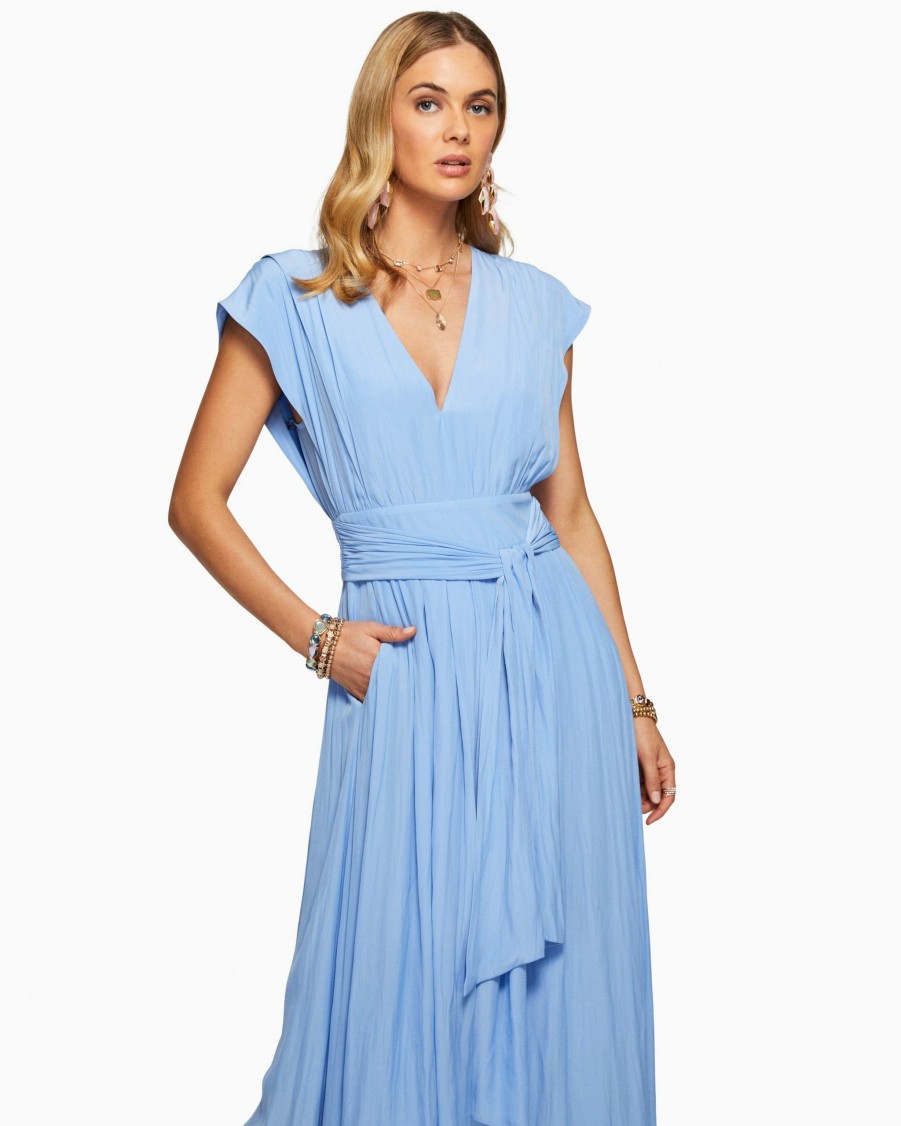 Clothing Ramy Brook | Ramy Brook Rebecca Short Sleeve Maxi Dress Ocean