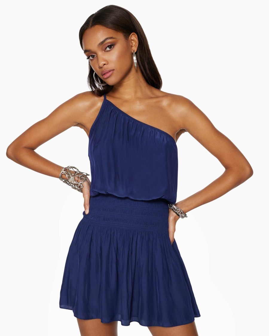 Dresses Ramy Brook | Ramy Brook All New Arrivals Leah One Shoulder Mini Dress Spring Navy