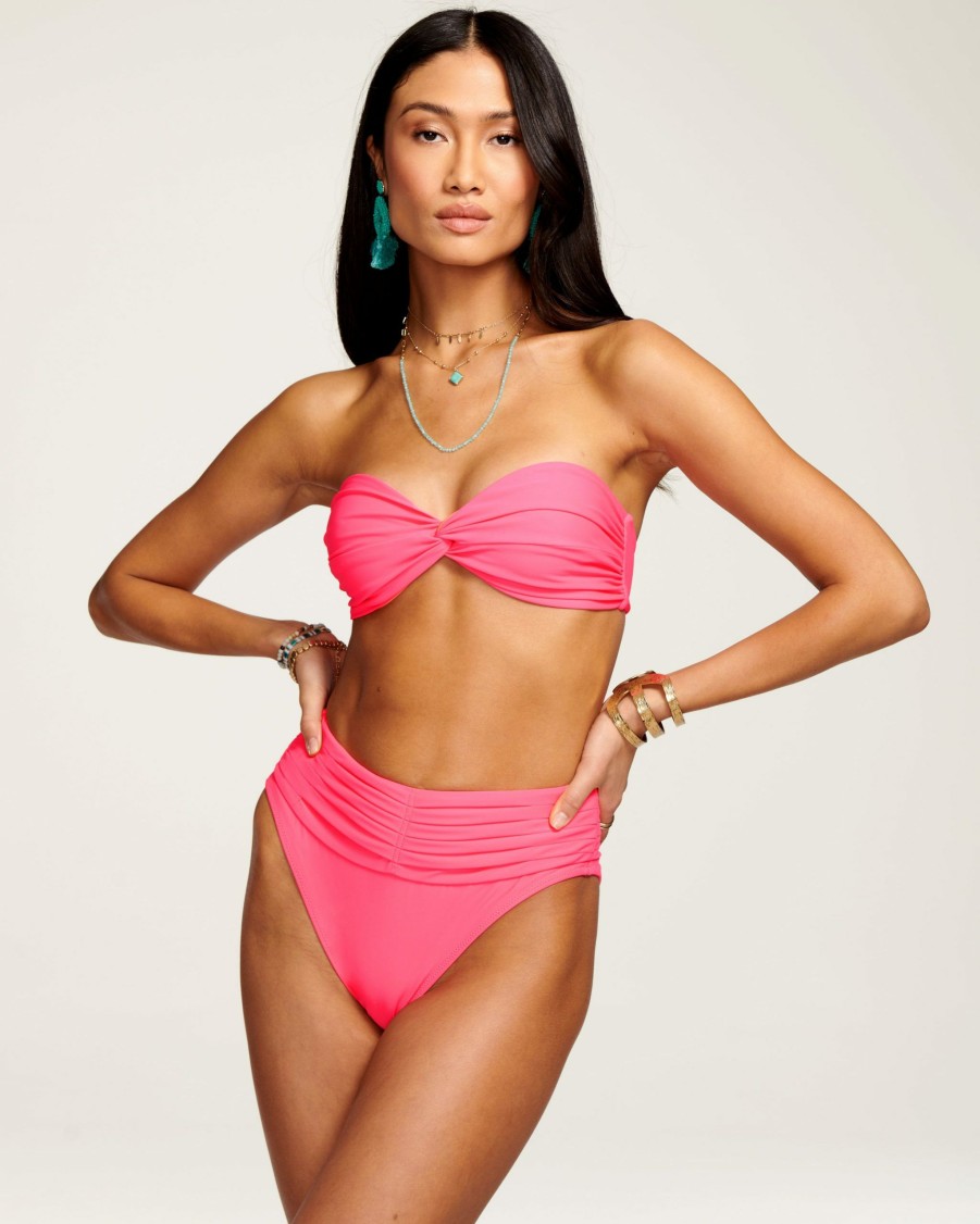 Swim Ramy Brook | Ramy Brook New Swim Florence Bandeau Bikini Top Neon Pink