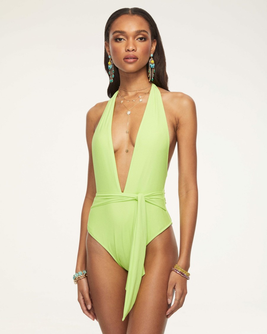 Swim Ramy Brook | Ramy Brook Shop All Verona Halter One Piece Swimsuit Limelight