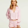 Clothing Ramy Brook | Ramy Brook All New Arrivals Satin Bethany Bishop Sleeve Blouse Opal Pink