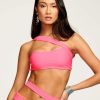 Swim Ramy Brook | Ramy Brook New Swim Darren One-Shoulder Bikini Top Neon Pink