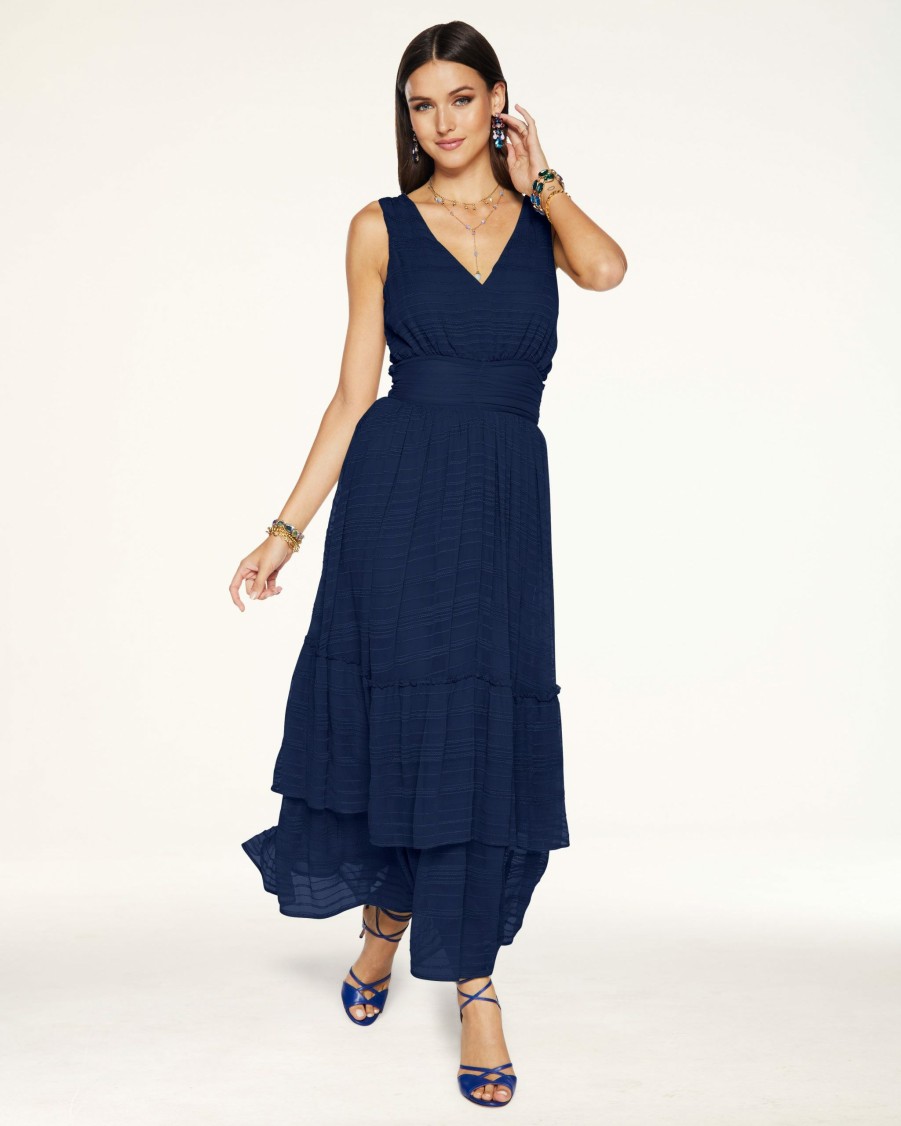 Clothing Ramy Brook | Ramy Brook Tate Tiered Maxi Dress Sale Navy