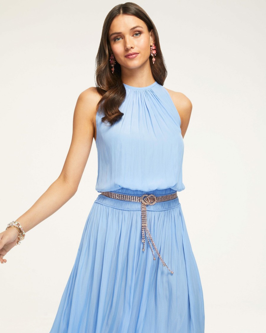 Clothing Ramy Brook | Ramy Brook Audrey Smocked Midi Dress Ocean