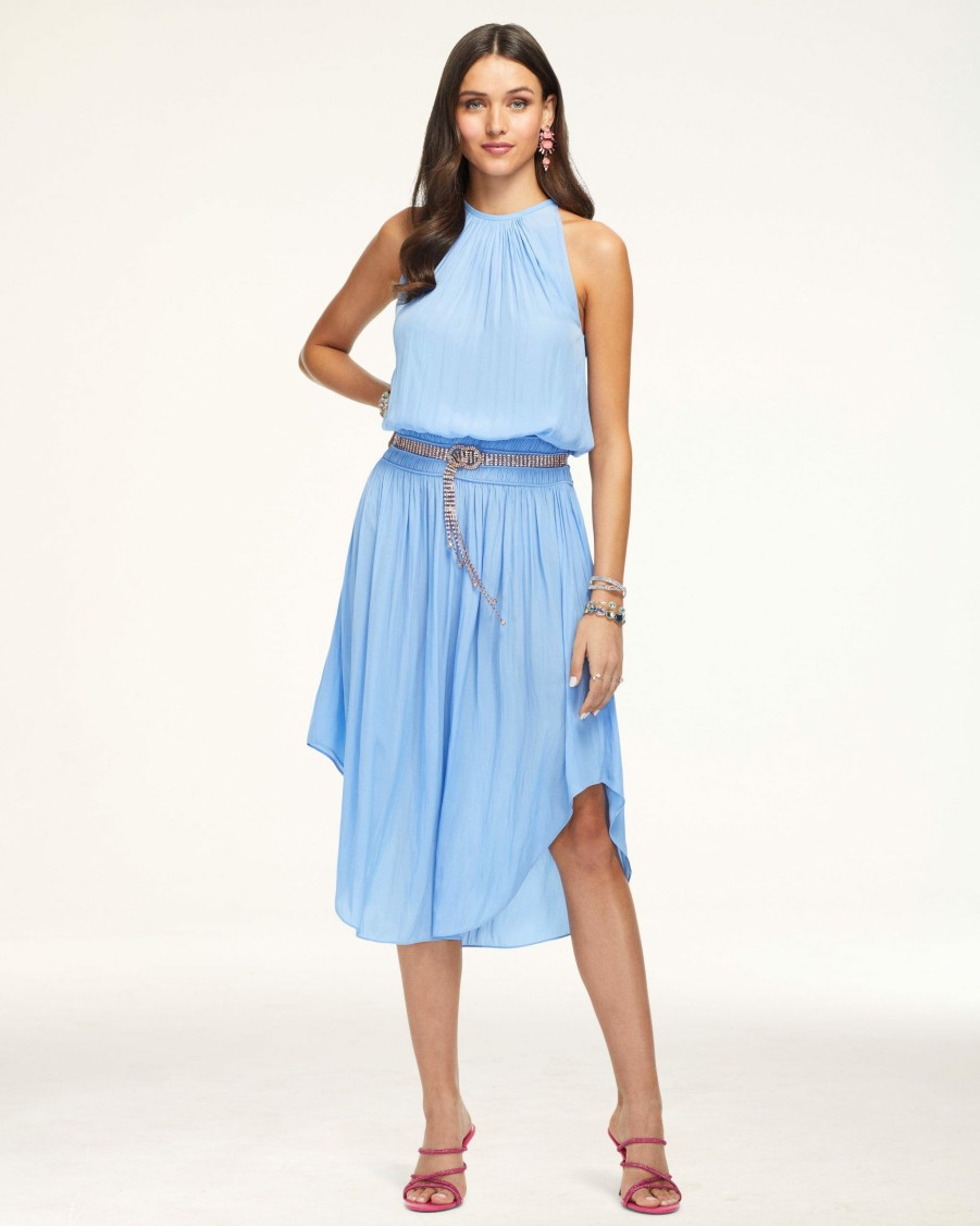 Clothing Ramy Brook | Ramy Brook Audrey Smocked Midi Dress Ocean