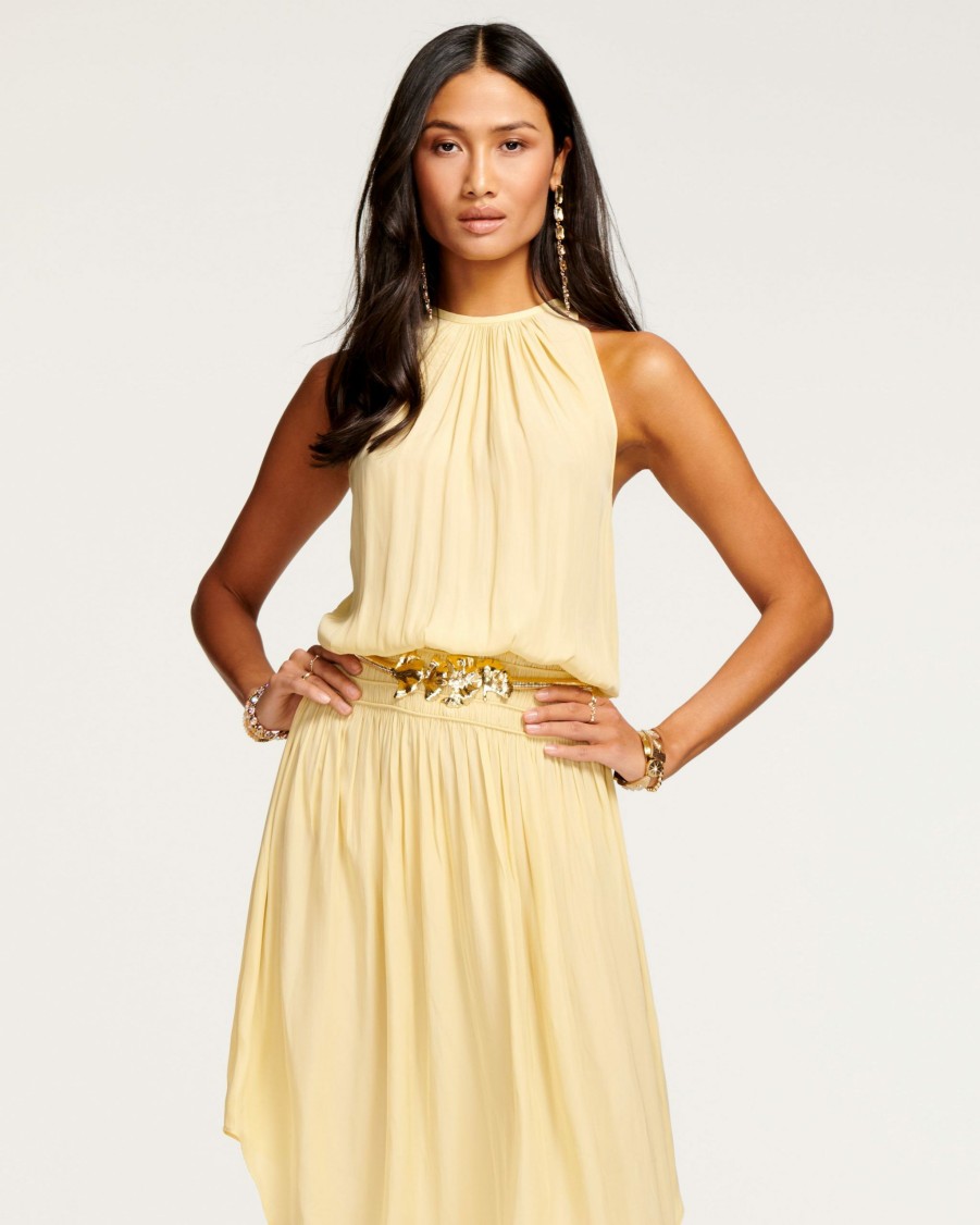 Clothing Ramy Brook | Ramy Brook Audrey Smocked Midi Dress Sale Daffodil