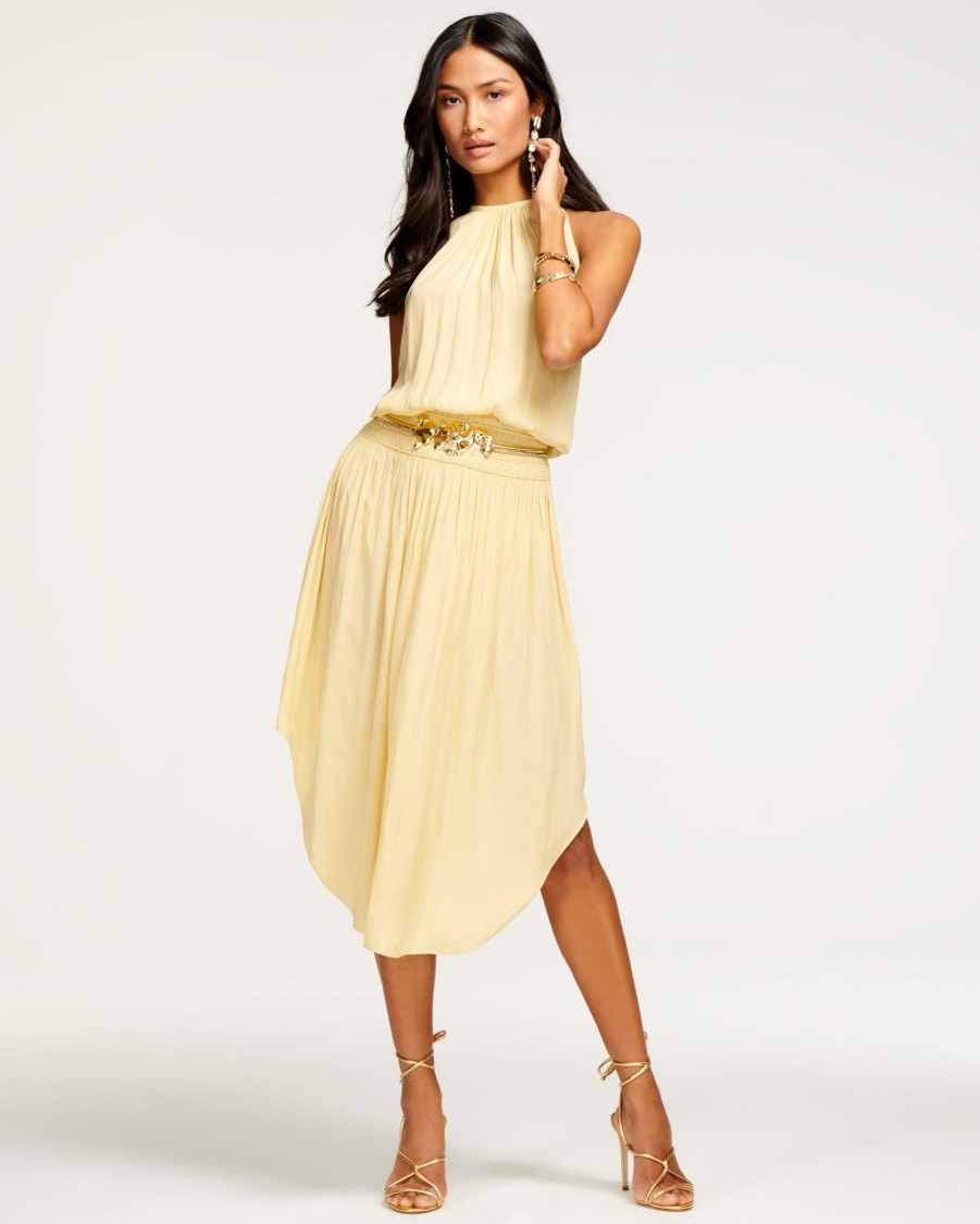 Clothing Ramy Brook | Ramy Brook Audrey Smocked Midi Dress Sale Daffodil