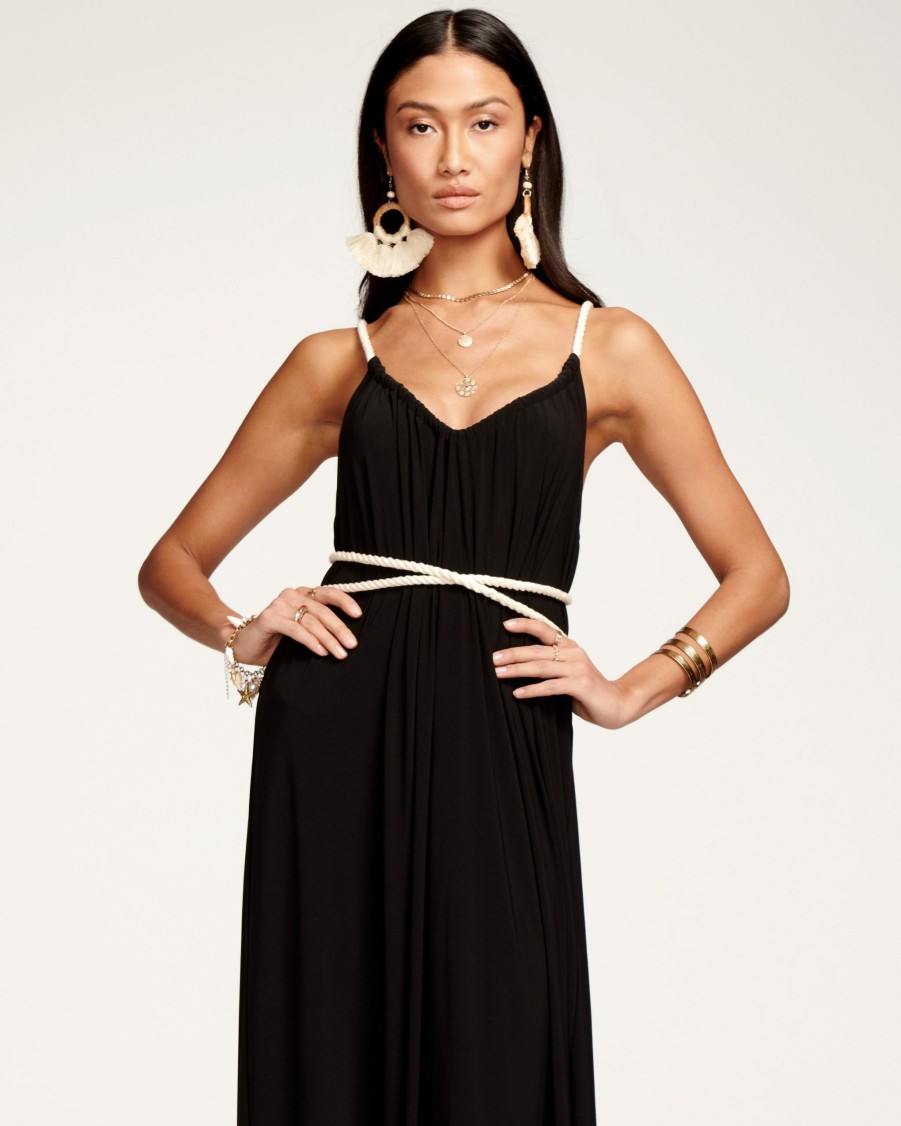 Dresses Ramy Brook | Ramy Brook Rope Trim Ryder V-Neck Maxi Dress All New Arrivals Black