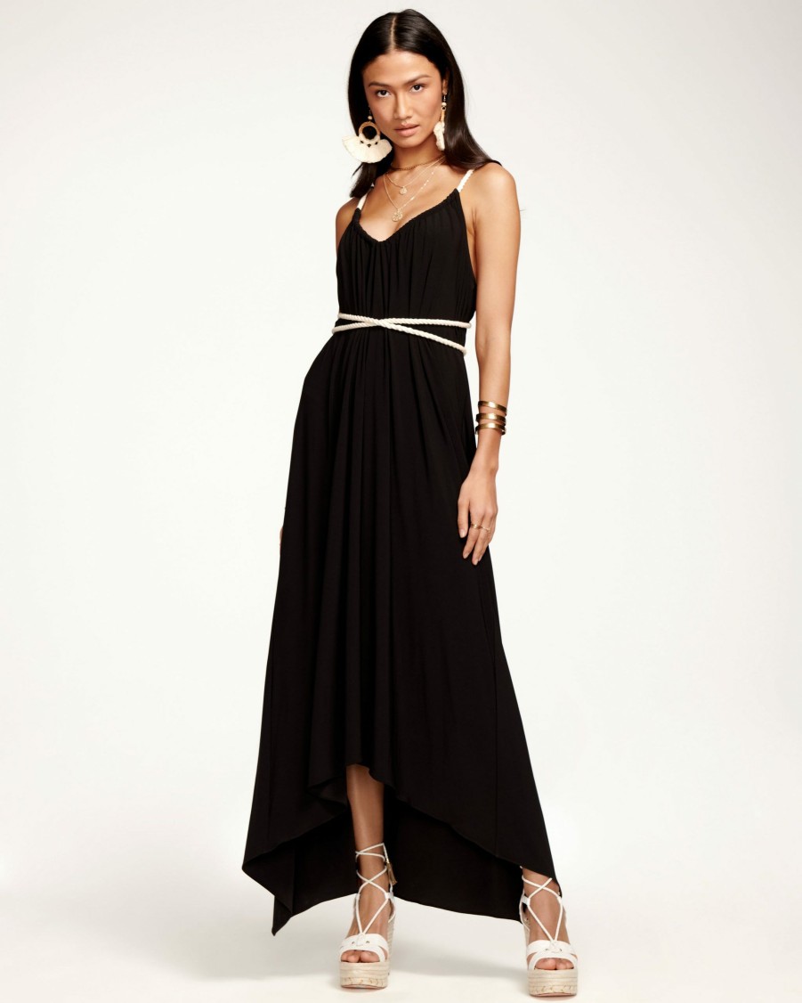 Dresses Ramy Brook | Ramy Brook Rope Trim Ryder V-Neck Maxi Dress All New Arrivals Black