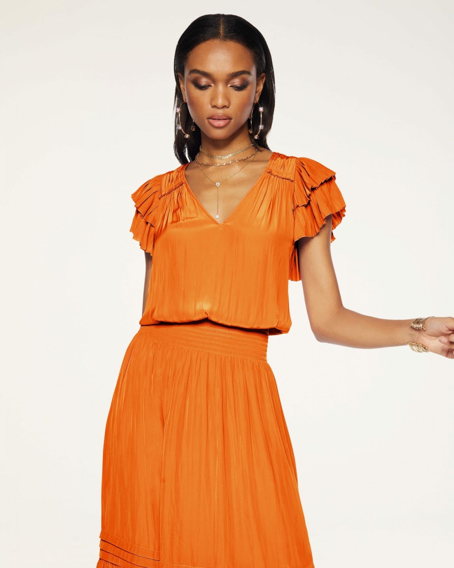 Dresses Ramy Brook | Ramy Brook All New Arrivals Ali Short Sleeve Midi Dress Zinnia