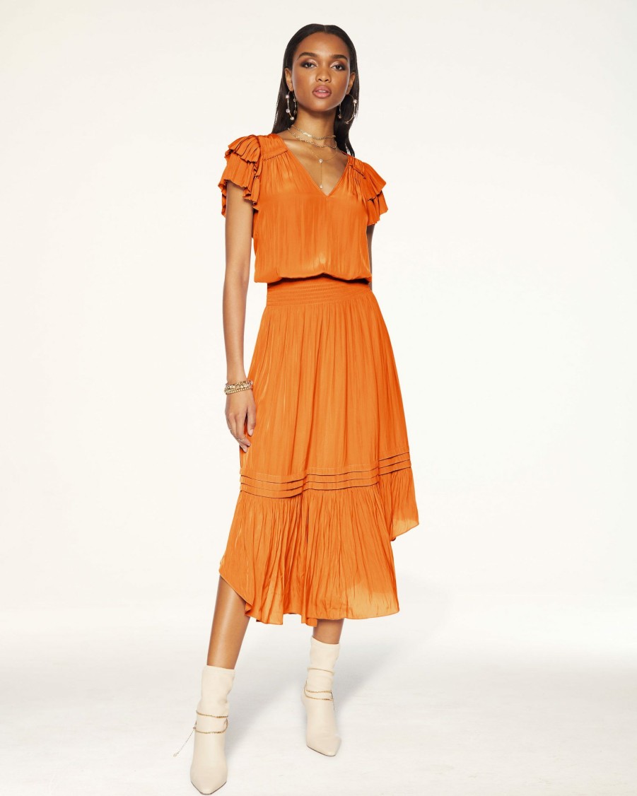 Dresses Ramy Brook | Ramy Brook All New Arrivals Ali Short Sleeve Midi Dress Zinnia