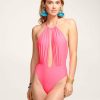 Swim Ramy Brook | Ramy Brook Annka Halter One Piece Swimsuit Neon Pink