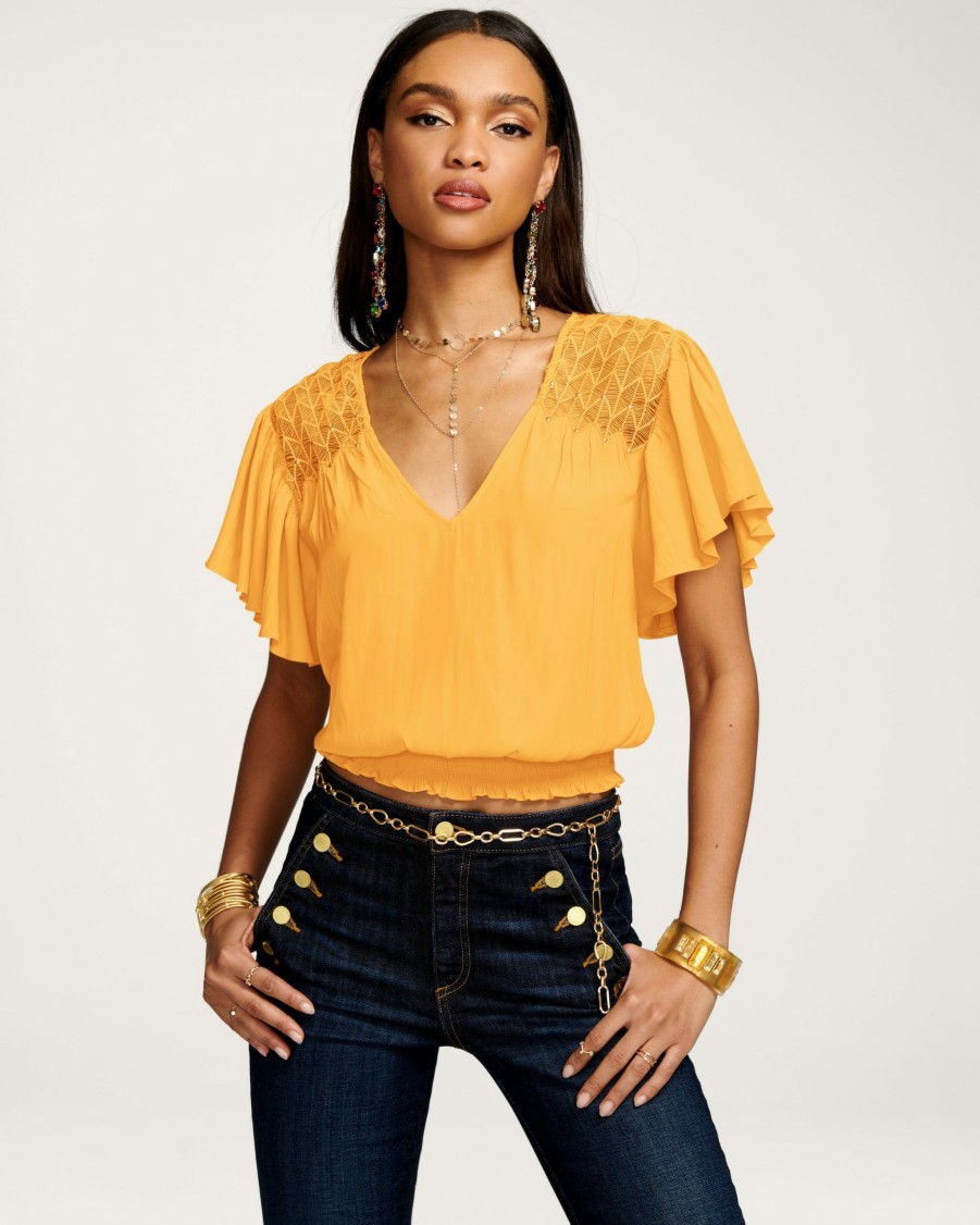 Clothing Ramy Brook | Ramy Brook Mia V-Neck Blouse Radiant Yellow