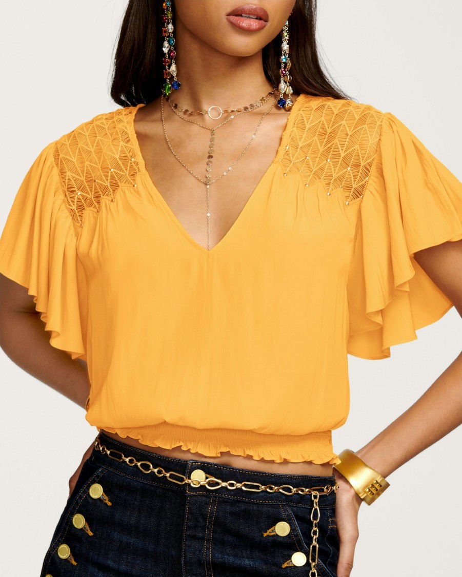 Clothing Ramy Brook | Ramy Brook Mia V-Neck Blouse Radiant Yellow