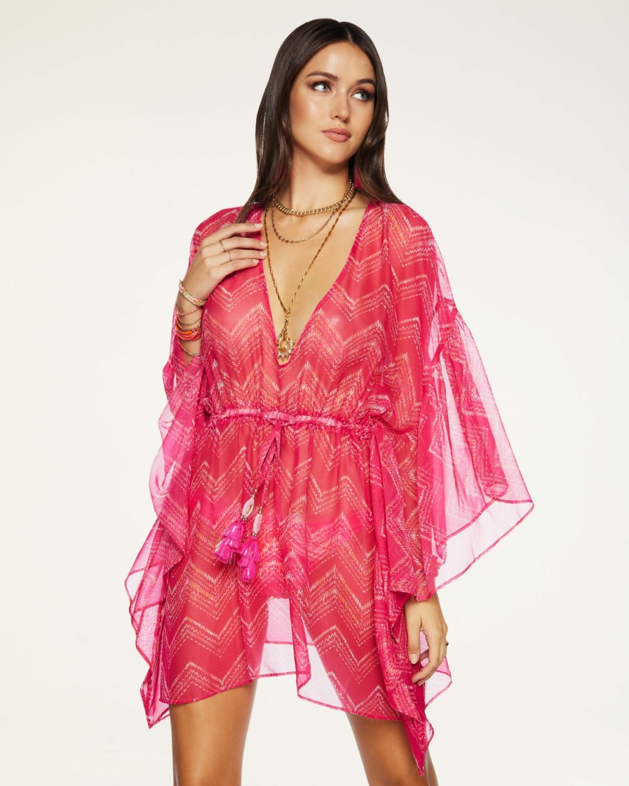 Swim Ramy Brook | Ramy Brook Printed Anora Coverup Mini Dress Seashell Pink