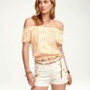 Clothing Ramy Brook | Ramy Brook All New Arrivals Printed Dani Off-The-Shoulder Top Radiant Yellow