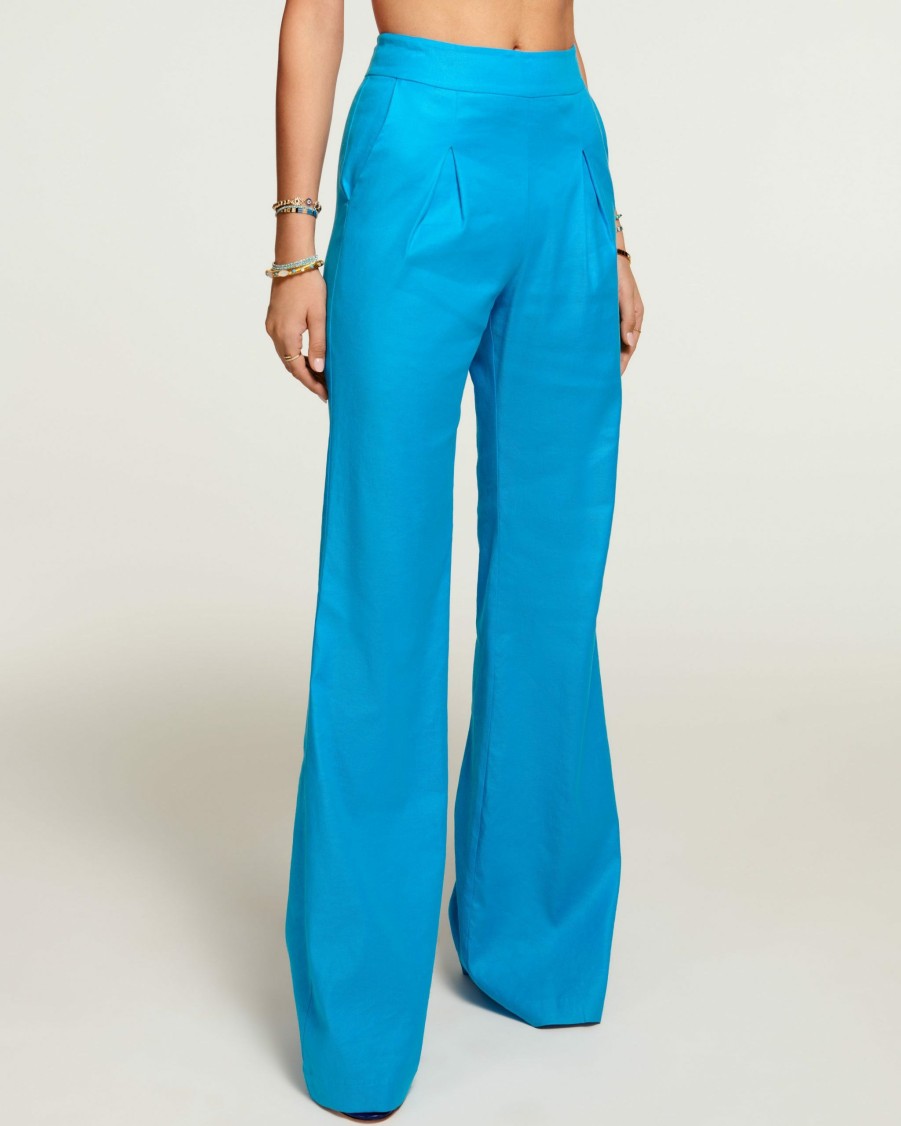 Dresses Ramy Brook | Ramy Brook All New Arrivals Seth High Rise Flare Pant Lagoon