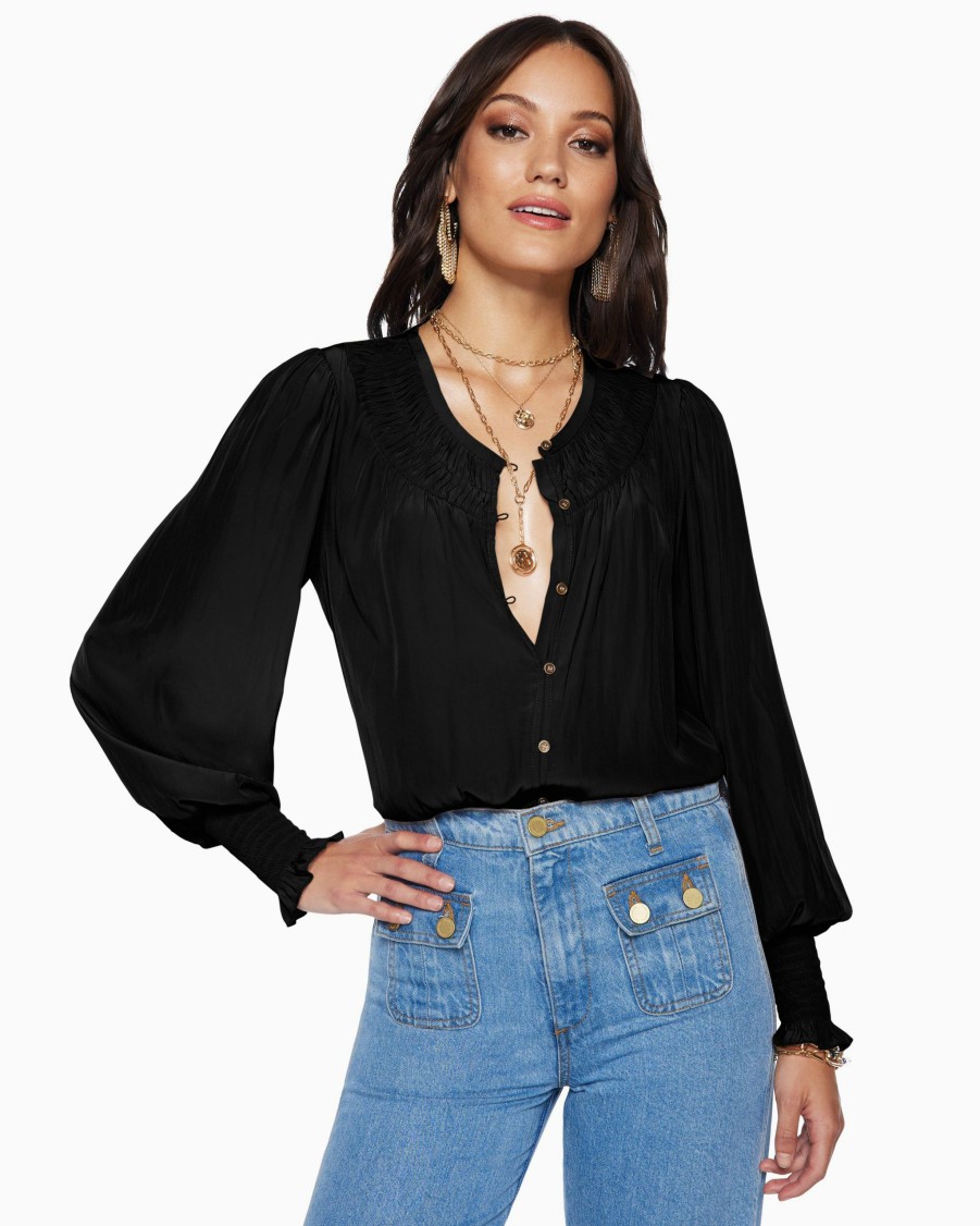 Clothing Ramy Brook | Ramy Brook Shop All Isla Puff Sleeve Blouse Black