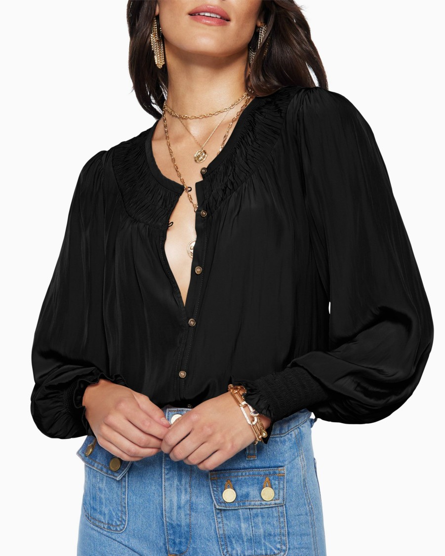 Clothing Ramy Brook | Ramy Brook Shop All Isla Puff Sleeve Blouse Black