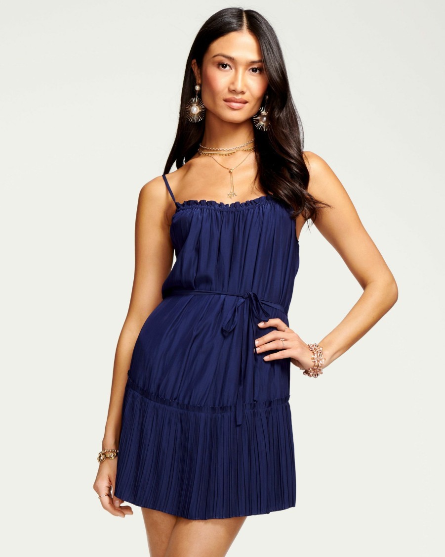 Dresses Ramy Brook | Ramy Brook Tatiana Tiered Mini Dress Spring Navy