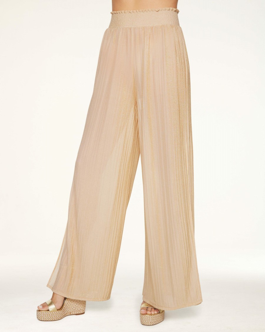 Swim Ramy Brook | Ramy Brook Pleated Athena Palazzo Pant Gold