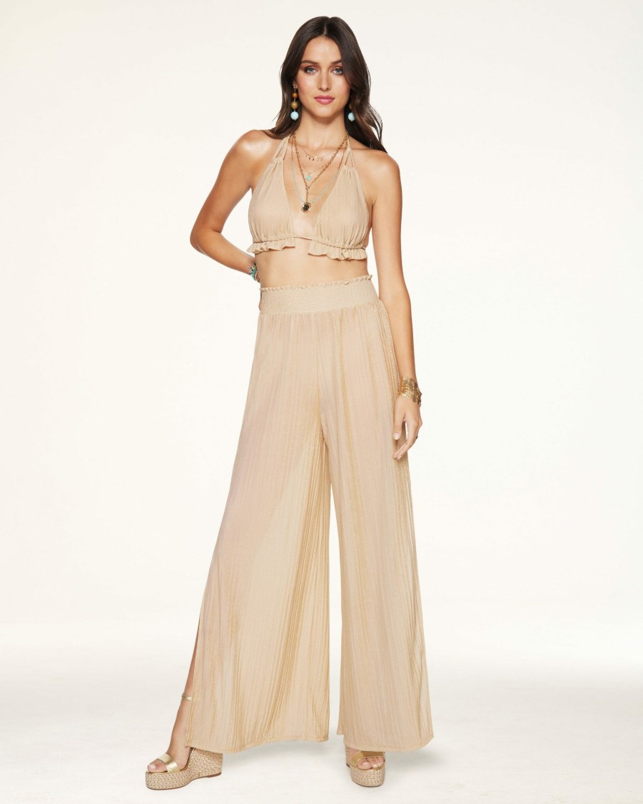 Swim Ramy Brook | Ramy Brook Pleated Athena Palazzo Pant Gold