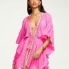 Swim Ramy Brook | Ramy Brook All New Arrivals Meg Coverup Mini Dress Neon Pink