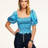 Clothing Ramy Brook | Ramy Brook Printed Macey Blouse Lagoon