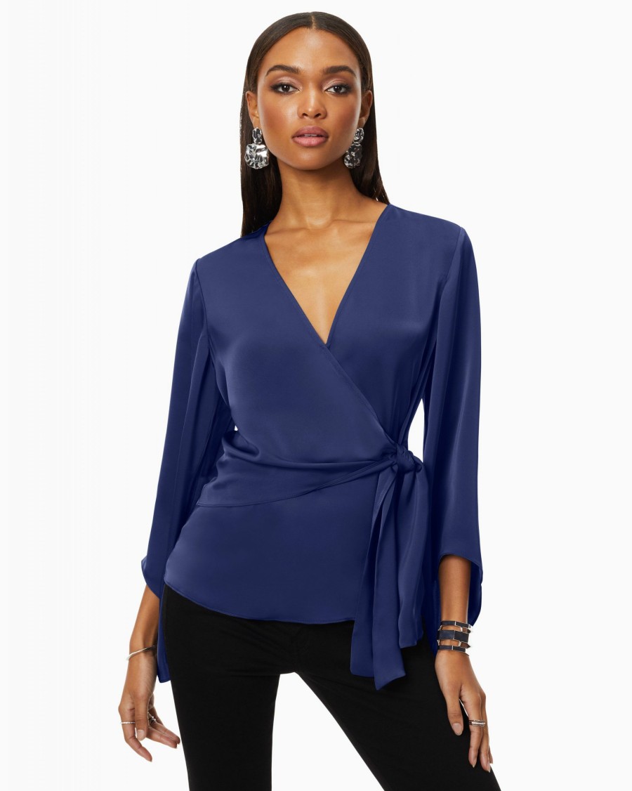 Clothing Ramy Brook | Ramy Brook Cassandra Wrap Blouse Navy