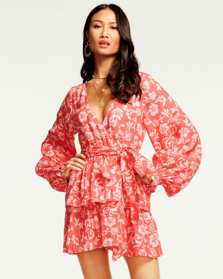 Dresses Ramy Brook | Ramy Brook Printed Jolie Puff Sleeve Mini Dress All New Arrivals Punch