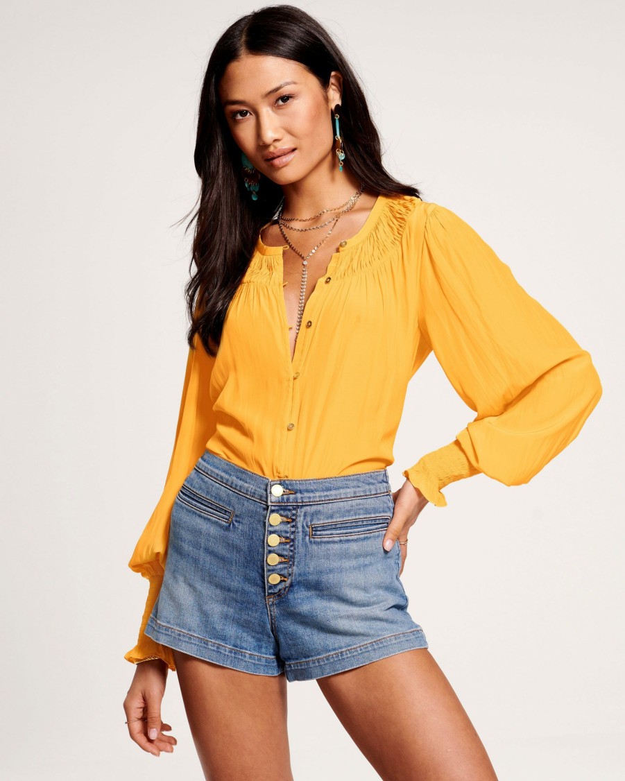 Clothing Ramy Brook | Ramy Brook Isla Puff Sleeve Blouse Radiant Yellow