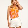 Clothing Ramy Brook | Ramy Brook Printed Skylar Halter Tank Top Zinnia