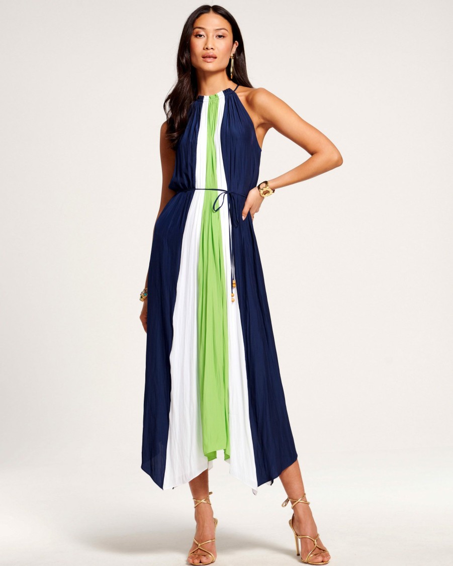 Dresses Ramy Brook | Ramy Brook Kat High Neck Midi Dress Spring Navy