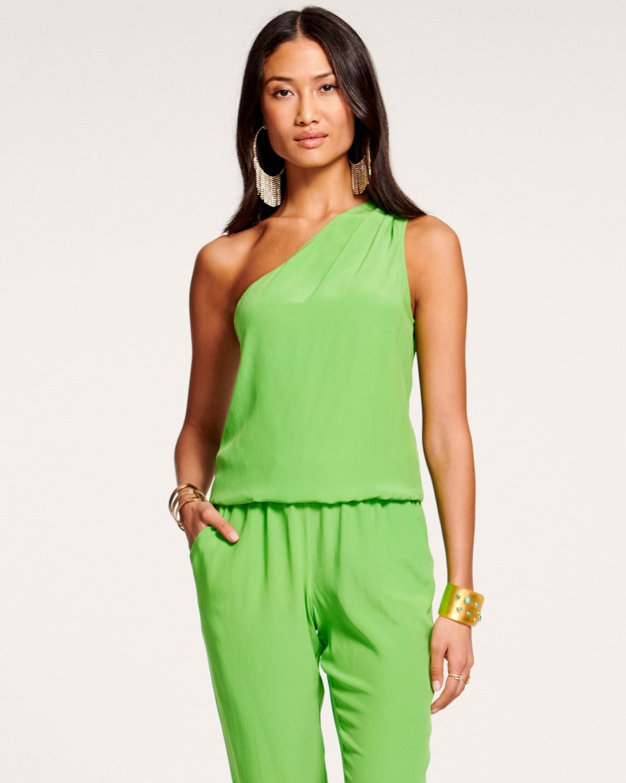 Dresses Ramy Brook | Ramy Brook Lulu One Shoulder Jumpsuit All New Arrivals Capri Green