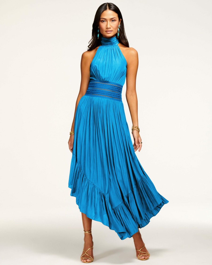 Dresses Ramy Brook | Ramy Brook All New Arrivals Monique Halter Midi Dress Lagoon