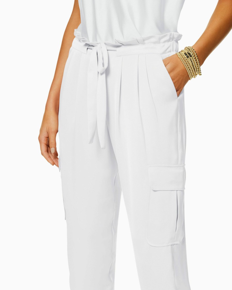 Clothing Ramy Brook | Ramy Brook Satin Pocket Allyn Paper Bag Waist Pant Shop All Ivory