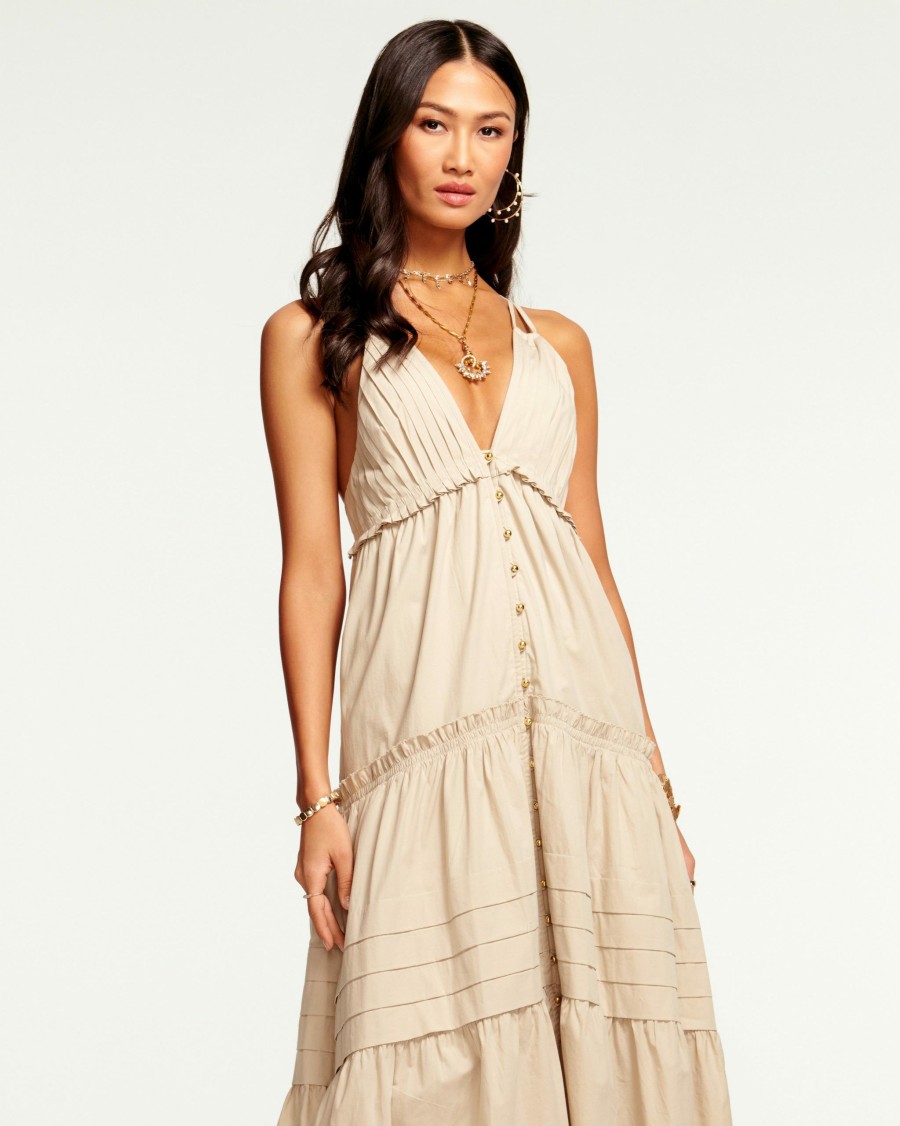 Dresses Ramy Brook | Ramy Brook Hester Tiered V-Neck Maxi Dress Sandstone