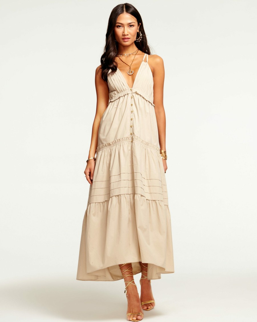 Dresses Ramy Brook | Ramy Brook Hester Tiered V-Neck Maxi Dress Sandstone