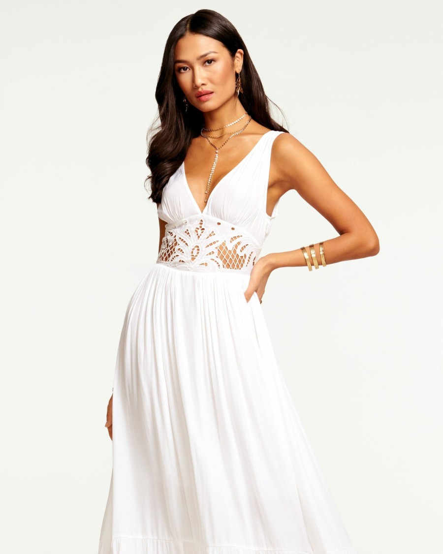 Dresses Ramy Brook | Ramy Brook All New Arrivals Barb Lace V-Neck Maxi Dress Ivory