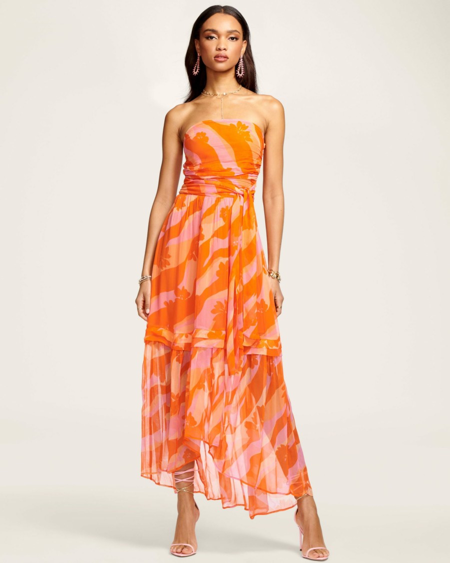 Dresses Ramy Brook | Ramy Brook All New Arrivals Printed Bernadette Strapless Midi Dress Zinnia