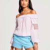 Clothing Ramy Brook | Ramy Brook Embellished Marla Off-The-Shoulder Top Pale Lavender